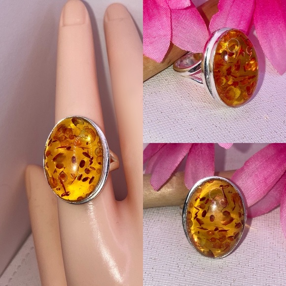 Gorgeous Baltic Amber Gemstone Handmade Ring - Picture 6 of 6